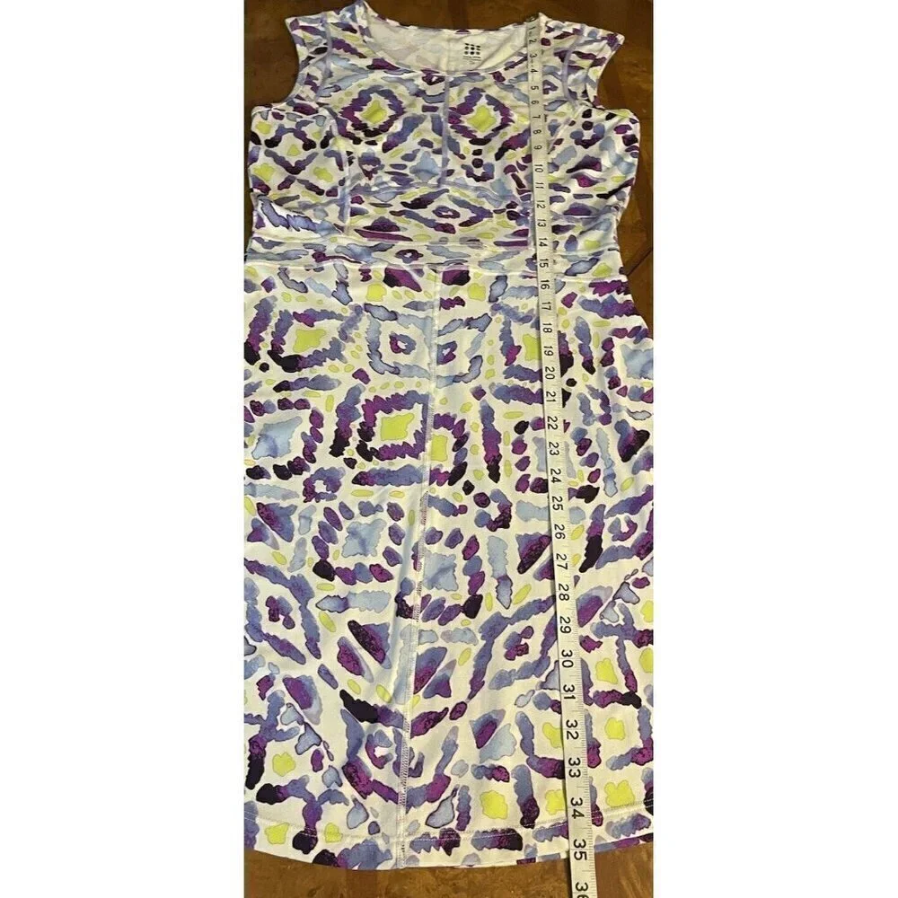 Title Nine Dream Dress Fit and Flare Size S Stretch Abstract Purple White Blue - Picture 8 of 8